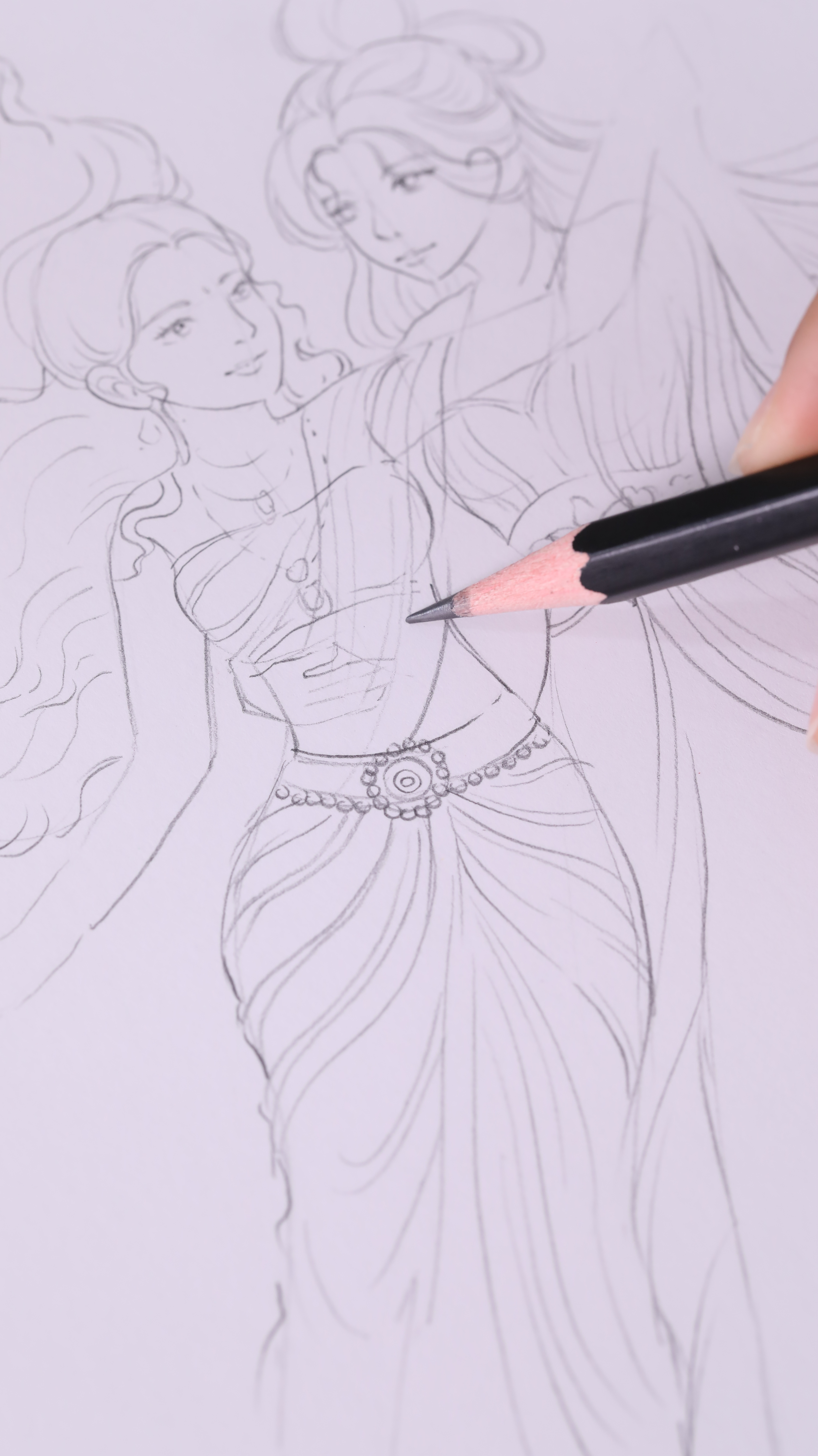 ขั้นตอนการตัดเส้นและลงรายละเอียดภาพวาด