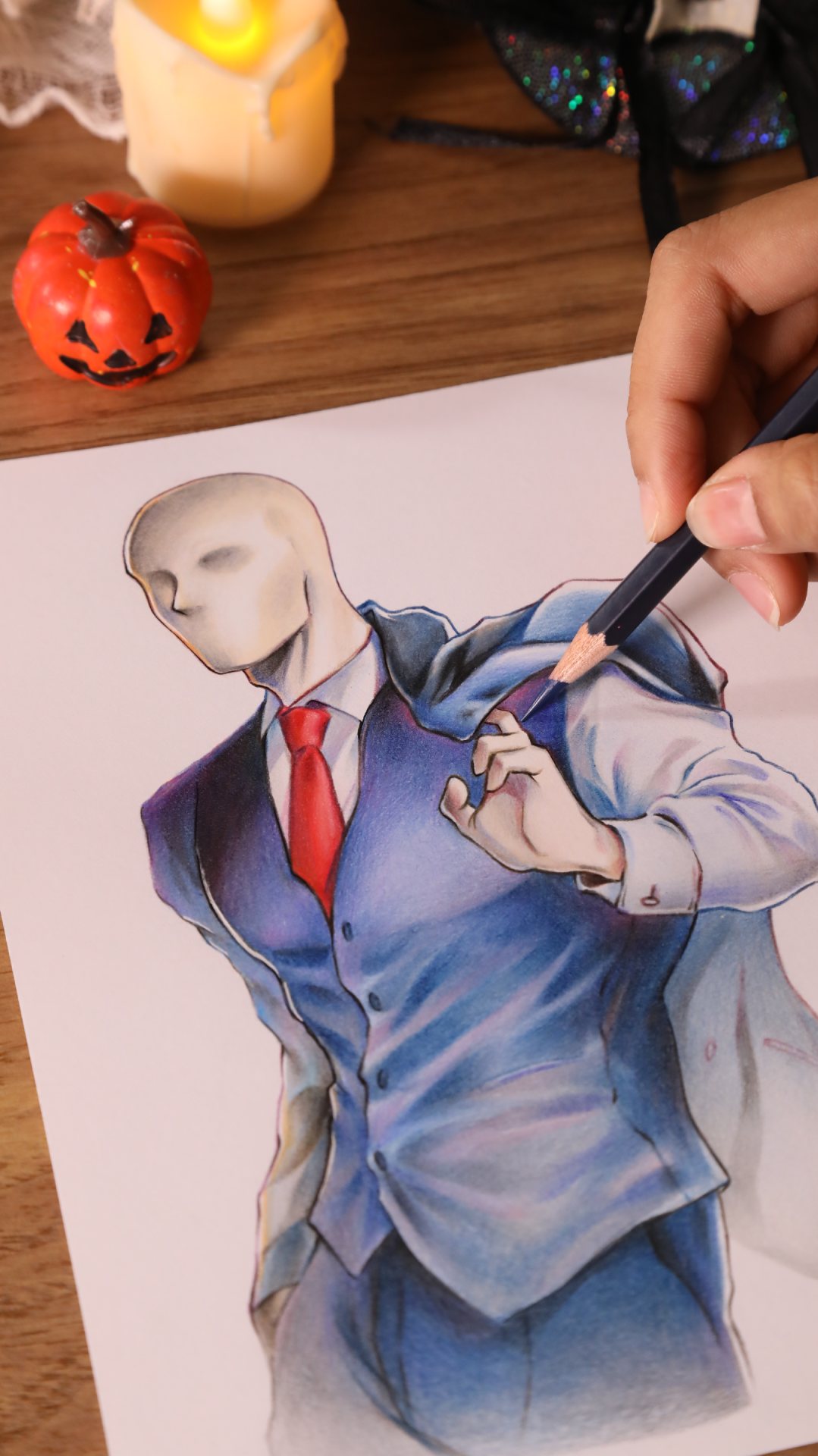 ขั้นตอนการวาด 3 ผีหล่อ ฮาโลวีน สเลนเดอร์แมน